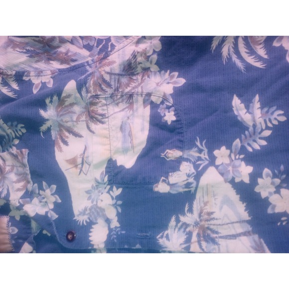 Tommy Bahama Palm Tree Blue Multicolor Large Silk Button Up - Picture 6 of 6